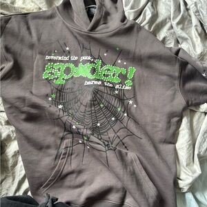 Green and Gray sp5der hoodie worn once
